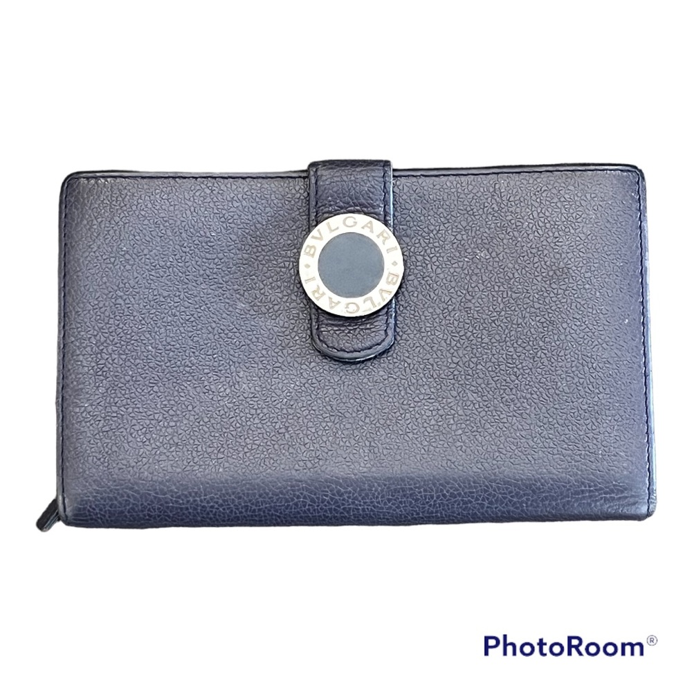 Bvlgari Navy Trifold Navy Wallet
